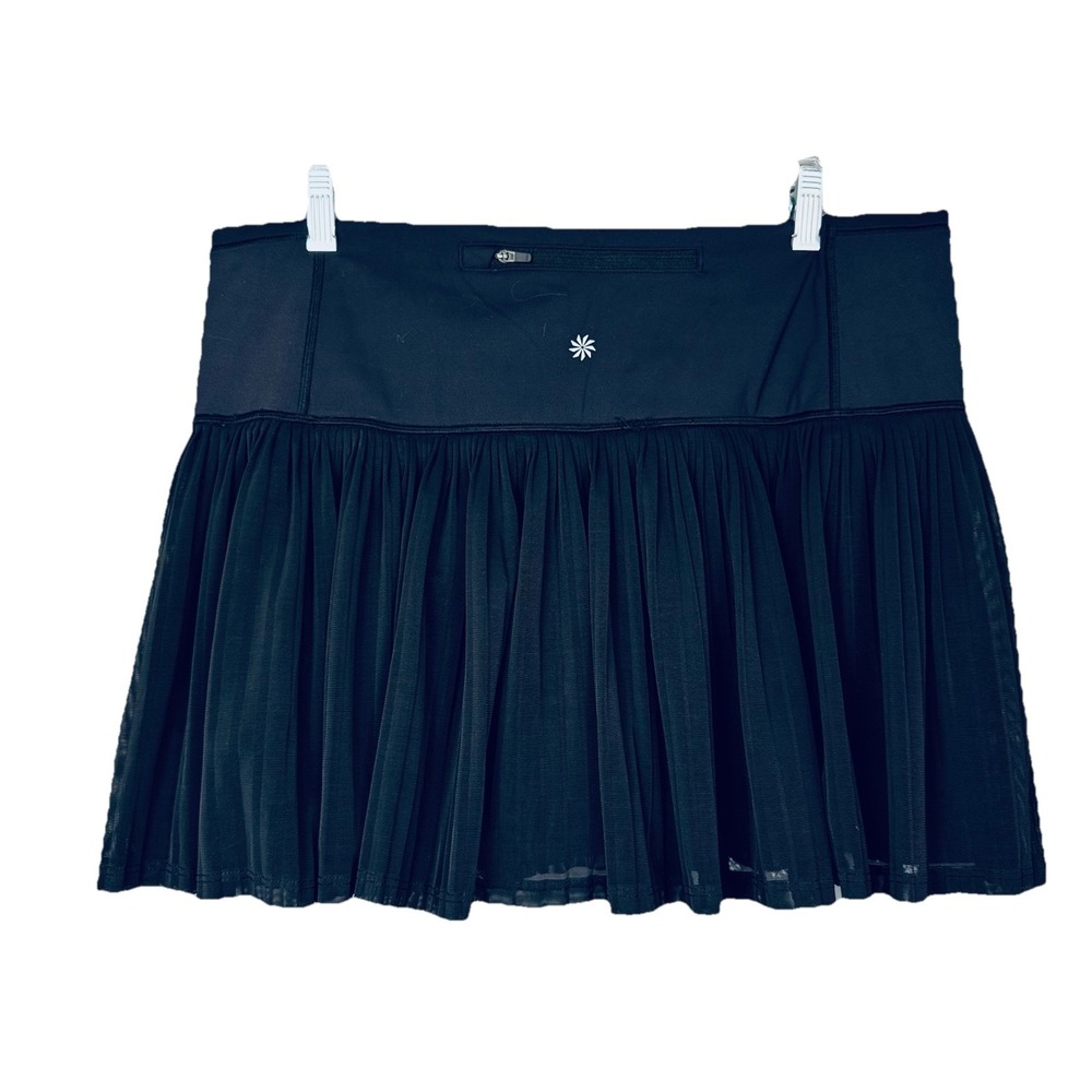 Athleta A Game Built In Pleated Mesh Skort Womens LG Black 13.5" Tennis Workout - Picture 3 of 8